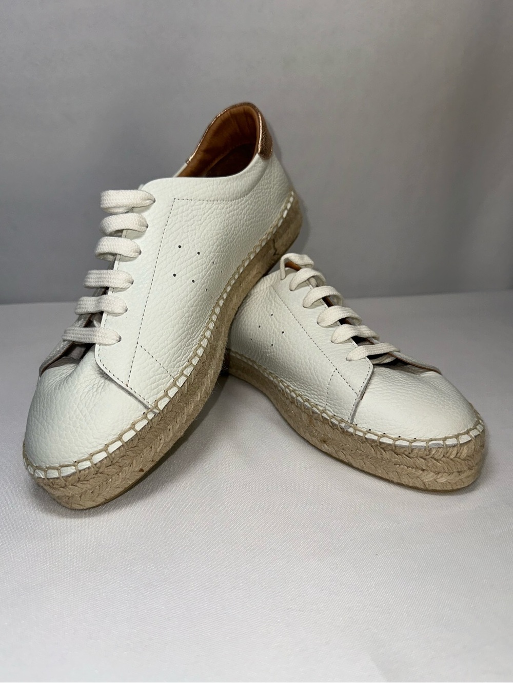 Dalson Espadrilles Boho Hippie Cottagecore White Leather Platform Sneaker Sz 9